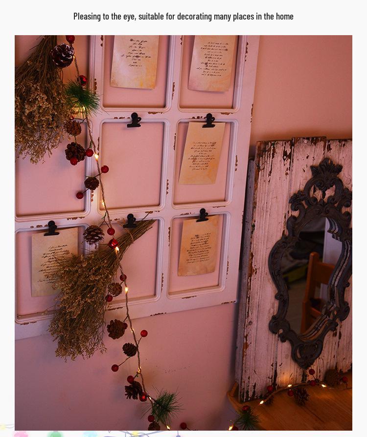 Christmas Pine Cone LED String Lights: Festive Holiday Rattan Bells for Yard & Hanging Decor.