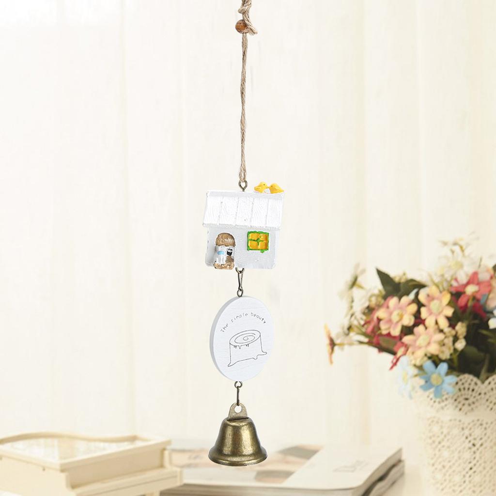 Cute Wind Chimes Bell Ornament with Resin House Decor for Garden Window Courtyard DecorationType B White