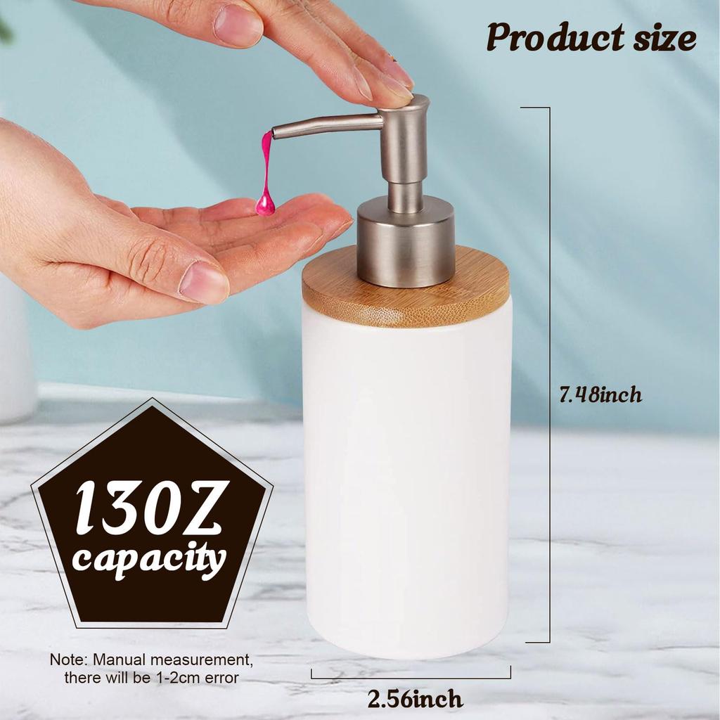 UNTIOR 400ml/14 oz Ceramic Liquid Soap Dispenser Lotion Pump Dispenser for Kitchen Bathroom Refillable Soap Dispenser Bottle