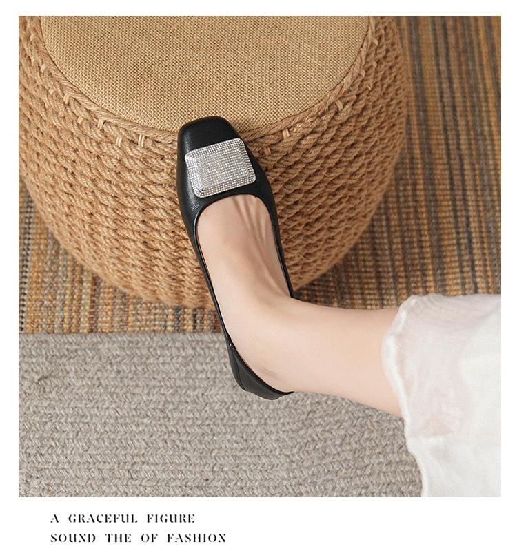 Women's Genuine Leather Flat Shoes - French Low-Cut Square Toe, Soft Sole, Plus Size 41-43, 2025 New Evening Breeze