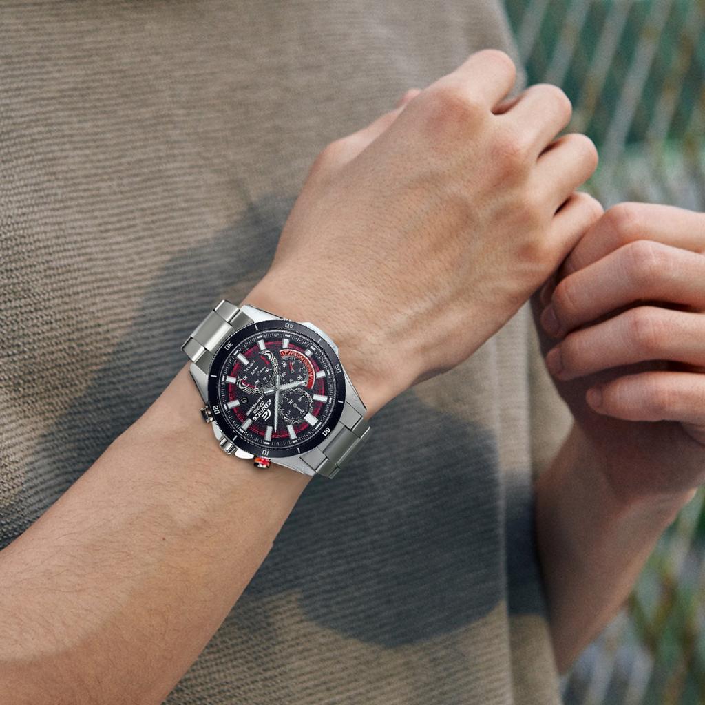Casio Edifice Series Waterproof Sports Watch Solar Quartz Movement Stainless Steel Strap Men Watches Black EFS-S610DB-1AV