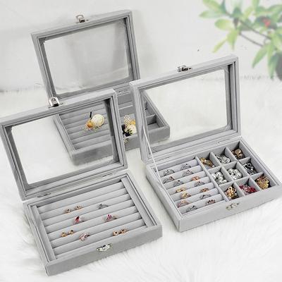 Jewelry Box Necklace Velvet Ring Storage Case Jewelry Show Case Display Tray Holder Organizer Box
