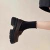 Thick-soled Thick-heeled Small Leather Shoes Women's New Autumn One-pedal Women's Shoes Single Shoes Black