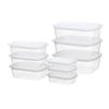 Inomata-k Storage Container Rachin Pack Square Type 9-piece Set Clear White Made Japan Microwave Safe Lid Freezer Refrigerator Defrost Food Plain 1830