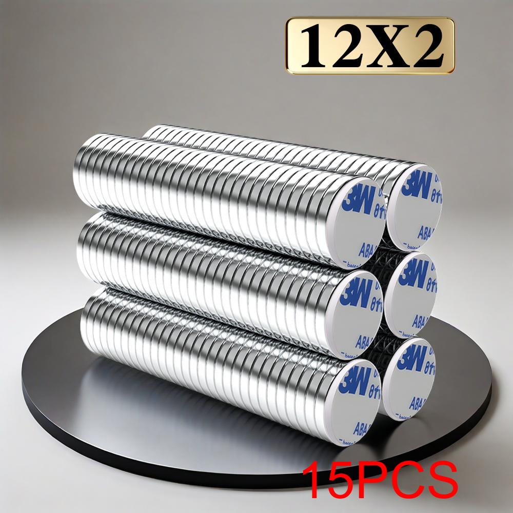 12x2mm  Super Powerful Round Neodymium Magnet  With double-sided adhesive Magnet N35 Strong Permanent Magnetic imanes