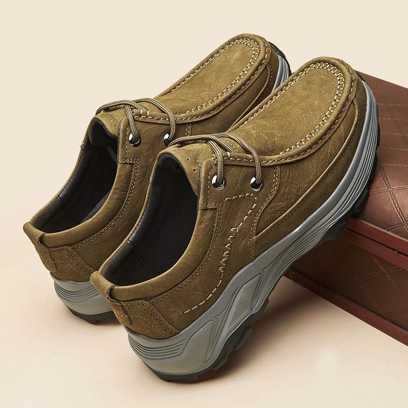 Fashion Genuine Leather Mens Casual Shoes Non-Slip Lace-Up Hiking Shoes Sneakers New Fashion Male Treking Footwear Comfortable Trainers