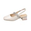 Fashion Elegant Rhinestone Strap Square - Toe Sandals | French - Style Mid - Heel, Perfect for Date & Dressy Looks