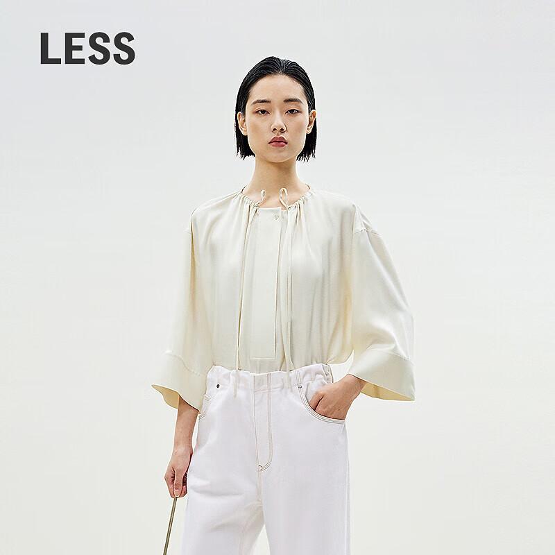 Women's Loose Fit Tie-Neck Long Sleeve Shirt