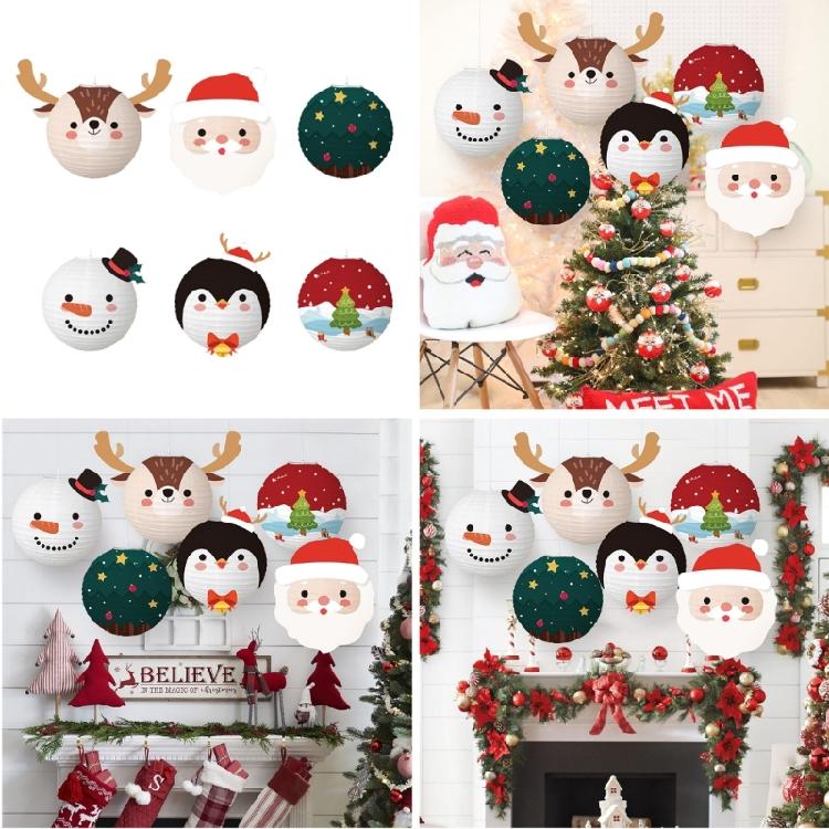 Christmas Party Decoration Cartoon Lanterns Thick Recycled Paper Materials Easy Fold Assembly For Indoor Outdoors Festival Displays