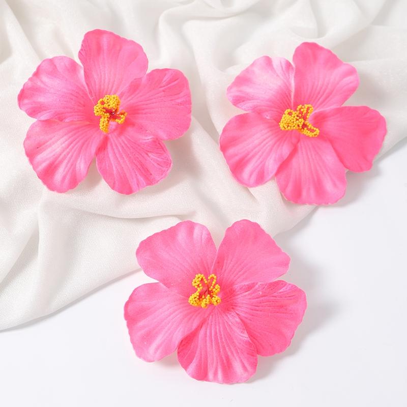 10Pcs Artificial Tropical Palm Leaves Fake Hibiscus Flower for Beach Table Decor Hawaiian Party Supplies Wedding Decoration Gift