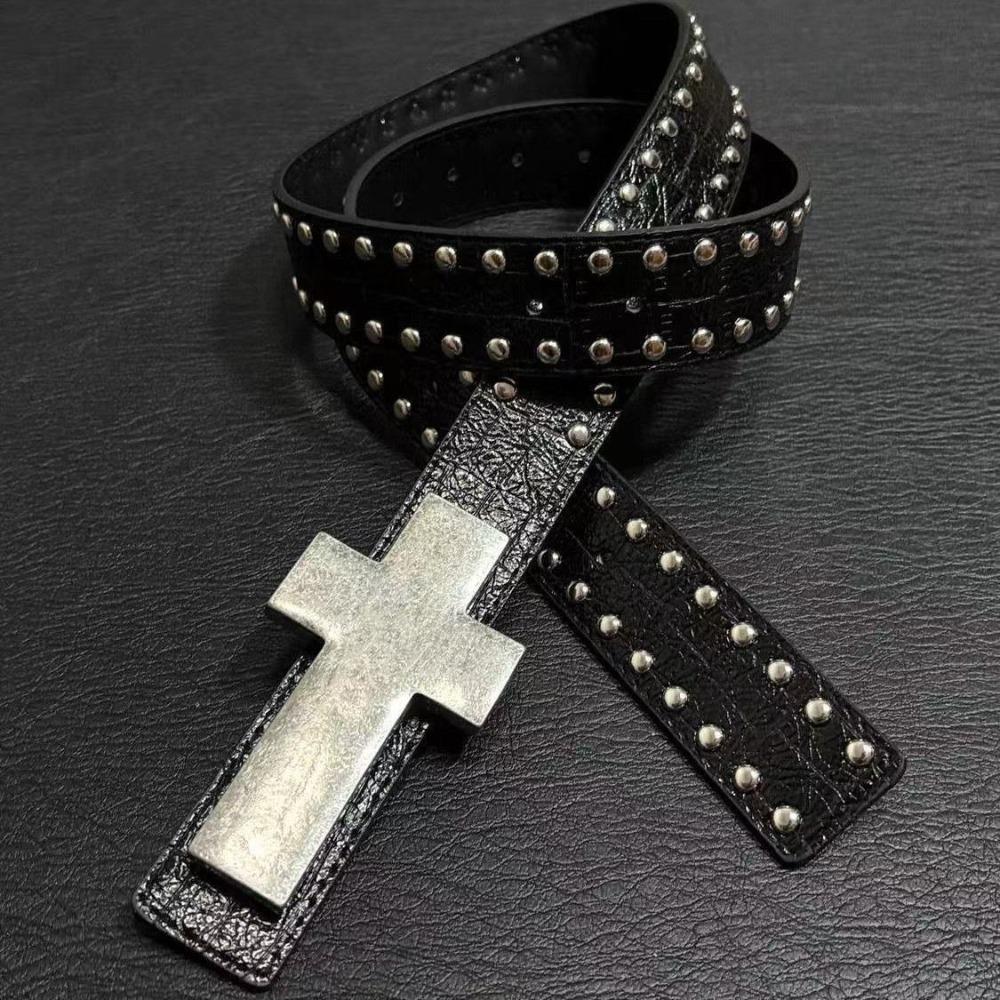 Y2K Punk Cross Belt Hip Hop Streetwear Waist Belt Rivet Studded Belt  For Men Women Jeans