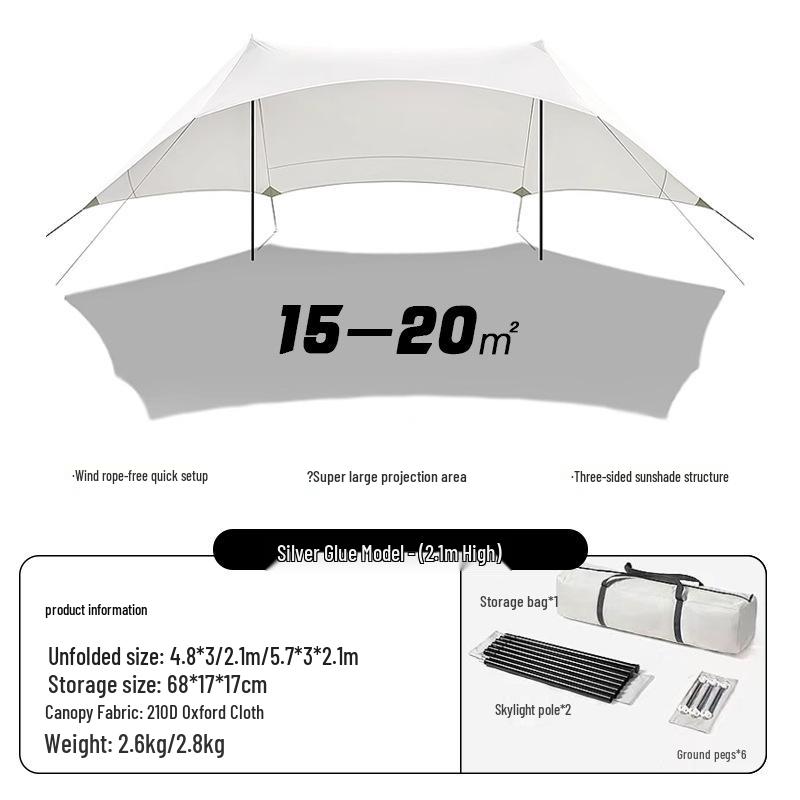 Quick Setup Waterproof Camping Sunshade Tent with Thick Sunscreen Coating Medium Shelter