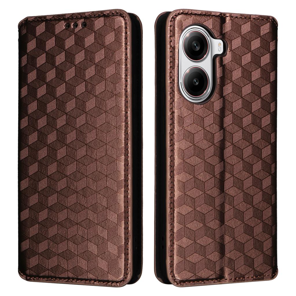 For Xiaomi Poco X7 Pro 5G/Redmi Turbo 4 5G Wallet Case Rhombus Imprinted Leather Phone Cover