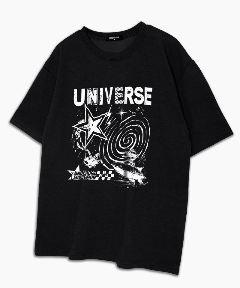 UNDEROFF Oversized Crew Neck Spaceman Short Sleeve T-Shirt Black