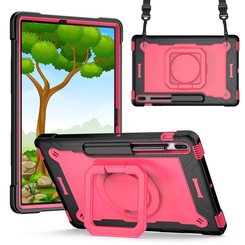 Shockproof Silicone PC Tablet Case With Strap Kickstand Galaxy Tab S7 S8 Plus - Multi Color Options