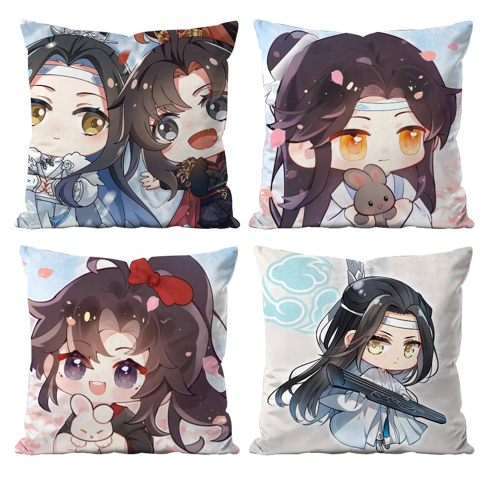 New Arrival Mo Dao Zu Shi Pillow Case Anti-dustmite Pillowcase Invisible zipper silky short plush Sofa cushion cover