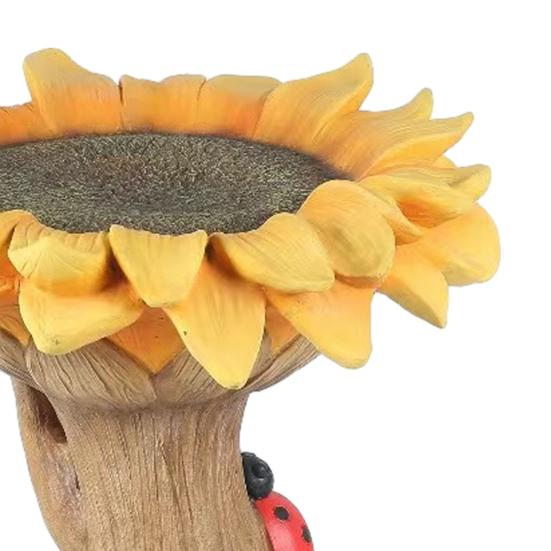 Garden Bird Bath Bowl Outdoor Raccoon/Sunflower/Cat/Owl Statue Resin Tree Stump Bird Feeder Fountains for Backyard Patio Lawn Decor