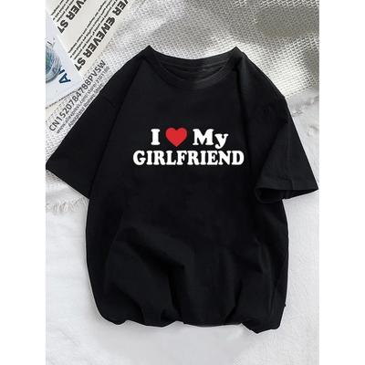 I Love My Boyfriend Grunge Women T Shirt Girl Graphic Fashion Harajuku 2024 Streewear Clothes Causal Female Y2K Tops Tee