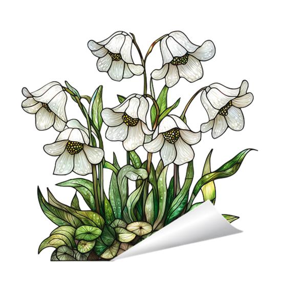 Spring Window Cling Stained Glass Floral Birds Butterflies Decorative Sticker H