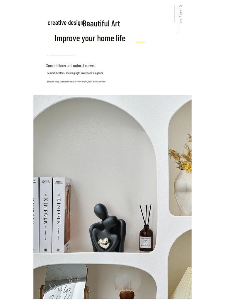 Nordic Luxury Mini Ceramic Heart Couple Ornament for Home Decor