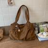 Women's Tote Bag Retro Brown Shoulder Bag Korean Y2k Style Underarm Bag With Pendant Commuting Handbag Studded Pleated Cloud Bag