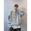 Men's Retro Henley Collar Knit Sweater - High-End Autumn/Winter Style