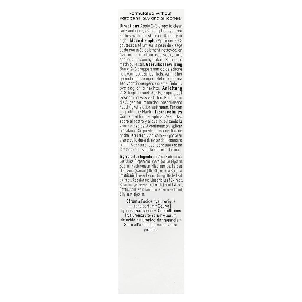 Fragrance Free Hyaluronic Acid Serum, Dry Skin, Avocado, 28 Ml (0.95 Fl Oz)