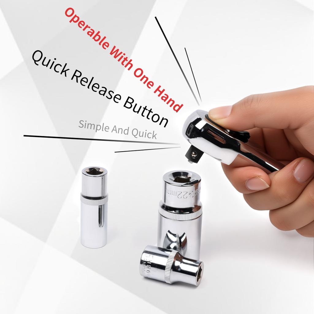 72teeth 1/4" 3/8" 1/2" Adjustable Extension Ratchet Handle Wrench Long Rotating Telescopic Socket Ratchet Wrench Spanner