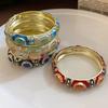 Enamel Floral Vintage Cloisonne Bangle Traditional Women's Hand Bracelet Gifts for Women Girl