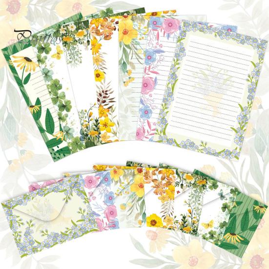 Floral Stationery Set 5Pcs Butterfly Paper Envelope Set, Vintage Writing with Lined Artistic Message Pages, Letter Kit for Letters, Greeting Messages,