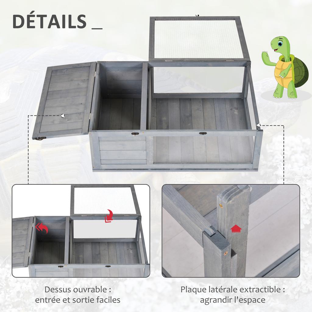 Tortoise House, Small Reptile Wooden House, with Mesh Roofs, Side Panels, for Turtles, Lizards, Geckos and Snakes