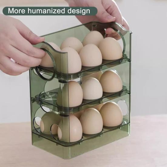 Dreistufiger Eierorganizer für den Kühlschrank Eieraufbewahrungsbox mit Datumsanzeige Eierregal für 30 Eier oder 18 Eier für den Kühlschrank