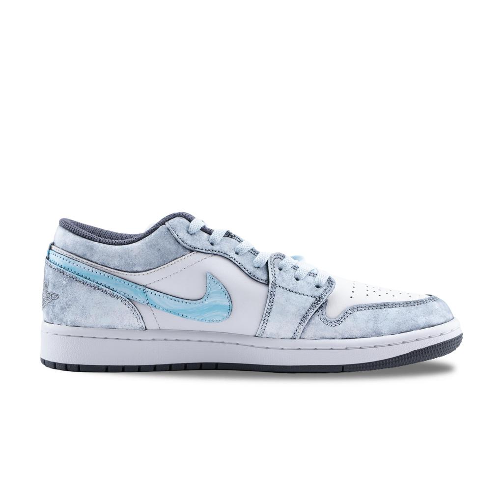 Jordan Air Jordan 1 Gray Scale Dream Abrasion Resistant Low Top Vintage Basketball Shoes Unisex Gray Blue 553558-044(Team626-)