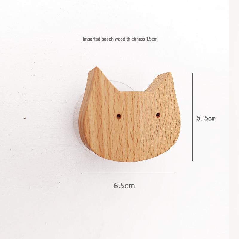 Creative Beech Wood Adhesive Hooks – Funny Animal Design Coat & Hat Hooks for Behind-the-Door Use