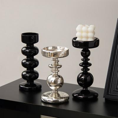 Nordic Romantic Black Silver Plated Candlestick Simple Tea Light Rack Creative Unique Minimalist Candlestick Living Room