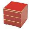 Wakaizumi Jubako Kakukura Red Rim with Gold 3 Lacquerware, 6.5-inch Box, Jyu, (Black Interior), Tiers, H-158-4A
