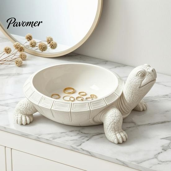 Turtle Shape Storage Tray 3D Printed Tray, Tortoise Dish Bowl for Organizing Jewelry & Trinkets, Decorative Ocean Animal Theme Desk Organizer Desktop