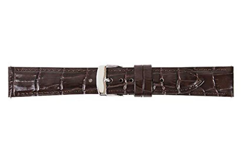 BAMBI Watch Band, Cowhide Leather, Dark Brown, 11mm, Silver Buckle, BKL040BH