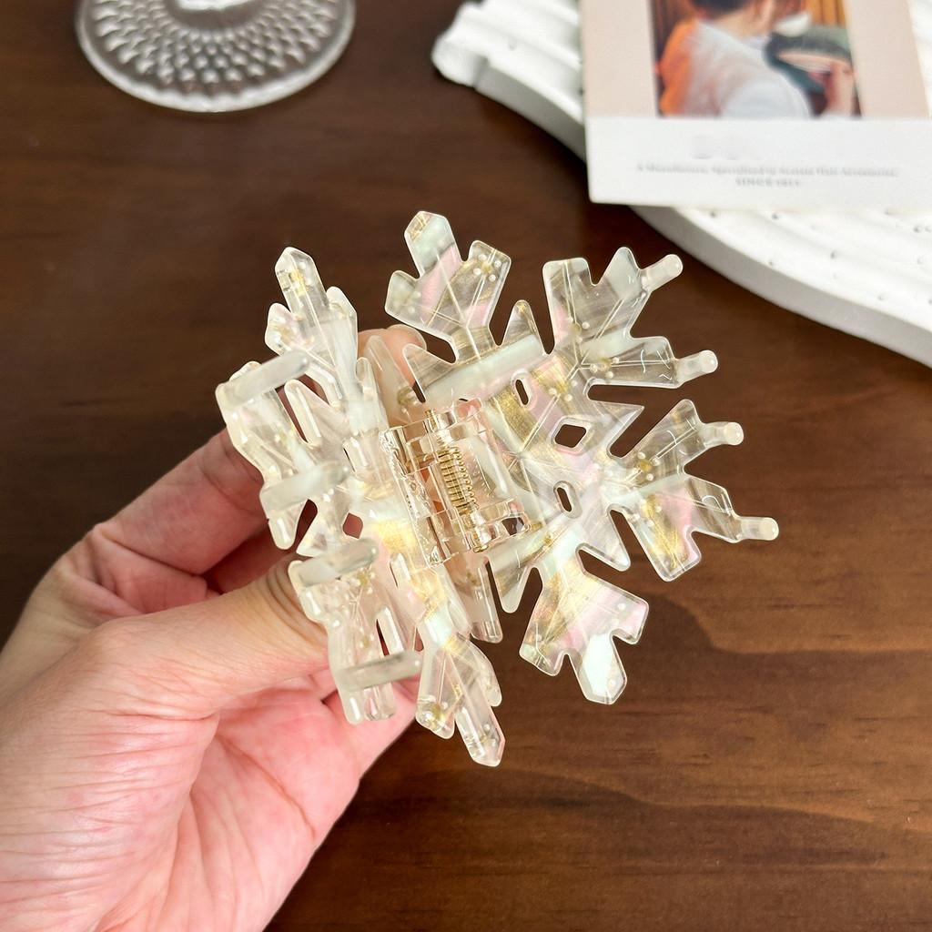 Atemberaubende Schneeflocken-Acetat-Haarklammer mit luxuriösen Diamant-Einlagen für Frauen