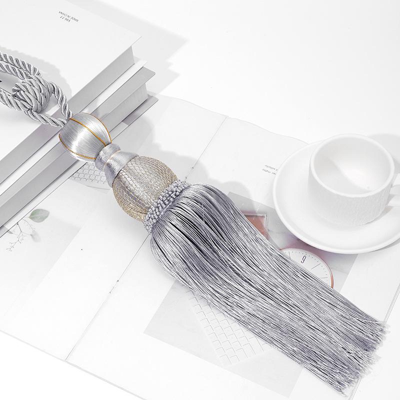 Gold Thread Tassel Tieback with Mesh Ball - Decorative Curtain Tie Ropes and Accessories