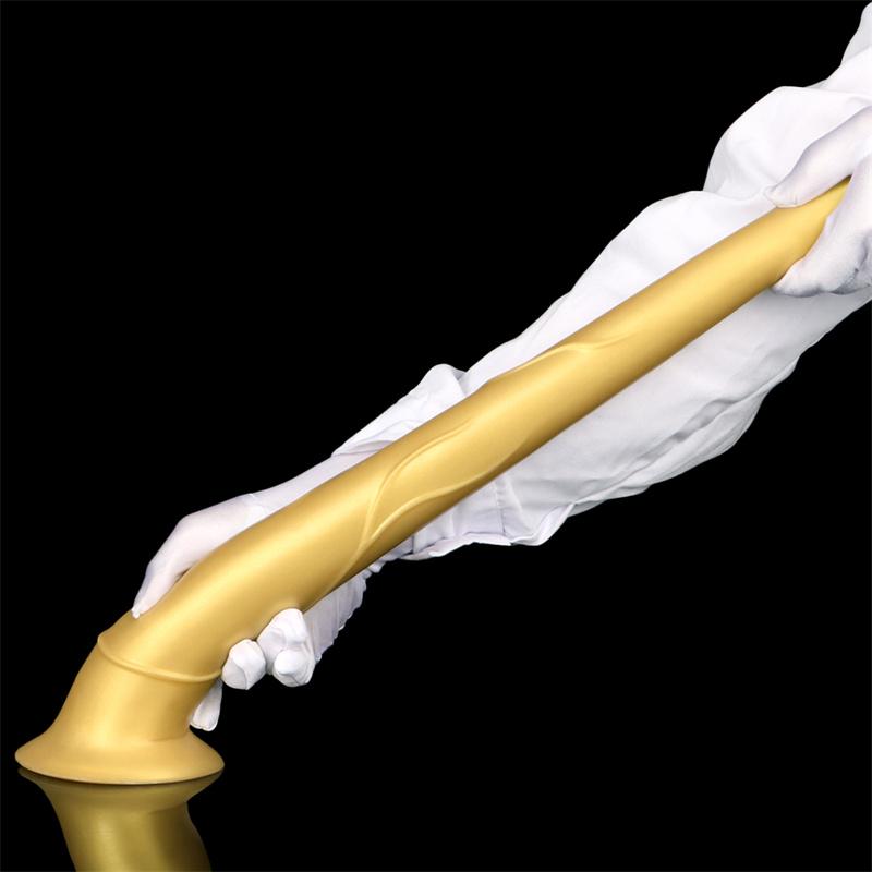 Weiblicher goldener Silikon-Super-King-Size-Dildo, Analplug, Pferd, hängender Esel-Masturbator, erotisches Produkt für Erwachsene