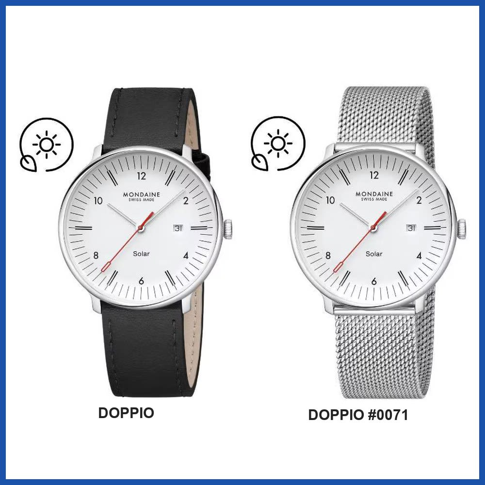 Mondaine DOPPIO Series Unisex Solar Wrist Watch MLE.41910.LBV MLE.41910.SM Gift Casual Business Sports Student