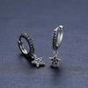 Black Awn Black Stars Long Drop Earrings