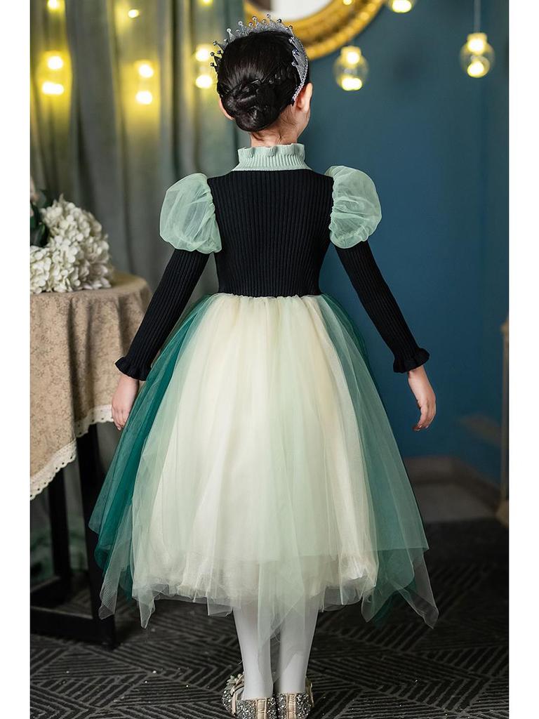 Frozen Elsa & Anna Light Luxury Autumn/Winter Tutu Skirt & Sweater Dress: Royal Court Style