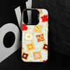 Cute Bread Illustration Phone Case For iPhone 17,16,15,14,13,12,11 Plus,Pro Max,XS,Colorful Silver Phone Case Funda Cover