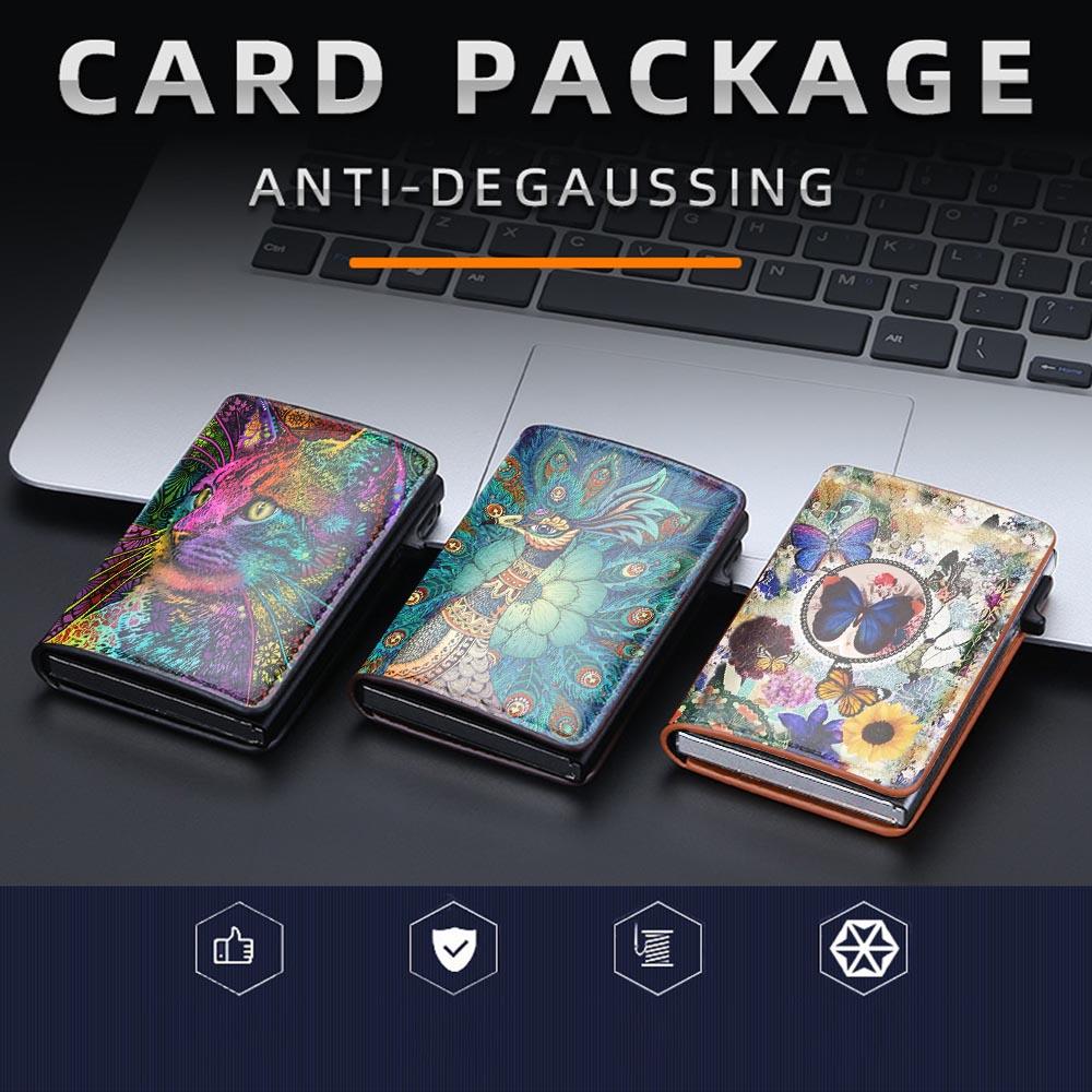 Credit card holder with automatic pop-up card protection case, premium card holder, thin wallet with paper money slot