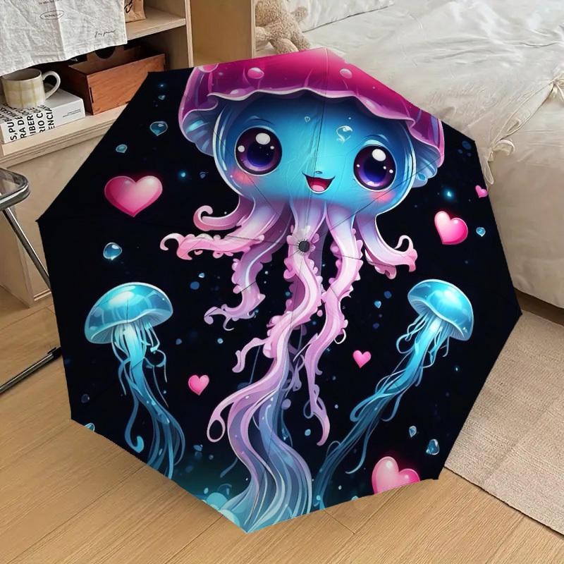 1pc Magical Jellyfish Adventure Umbrella with Plastic Handle,Suitable for All Seasons Home Travel Outdoor UmbrellaDD293