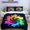 3-teiliges Sechs bunte süße Kätzchen Bettdecken-Set Cartoon-Thema Bettdecke Set Liebenswerte Charakter Schlafzimmer Dekoration Bettdecke Set Vier Jahreszeiten (1 Bezug + 2 Kissen