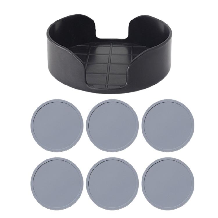 6Pcs 10cm Round Silicone Coasters with Holder Set For Teas Coffee Cups Mugs Nonslip Mats Multipurpose Home Office Use