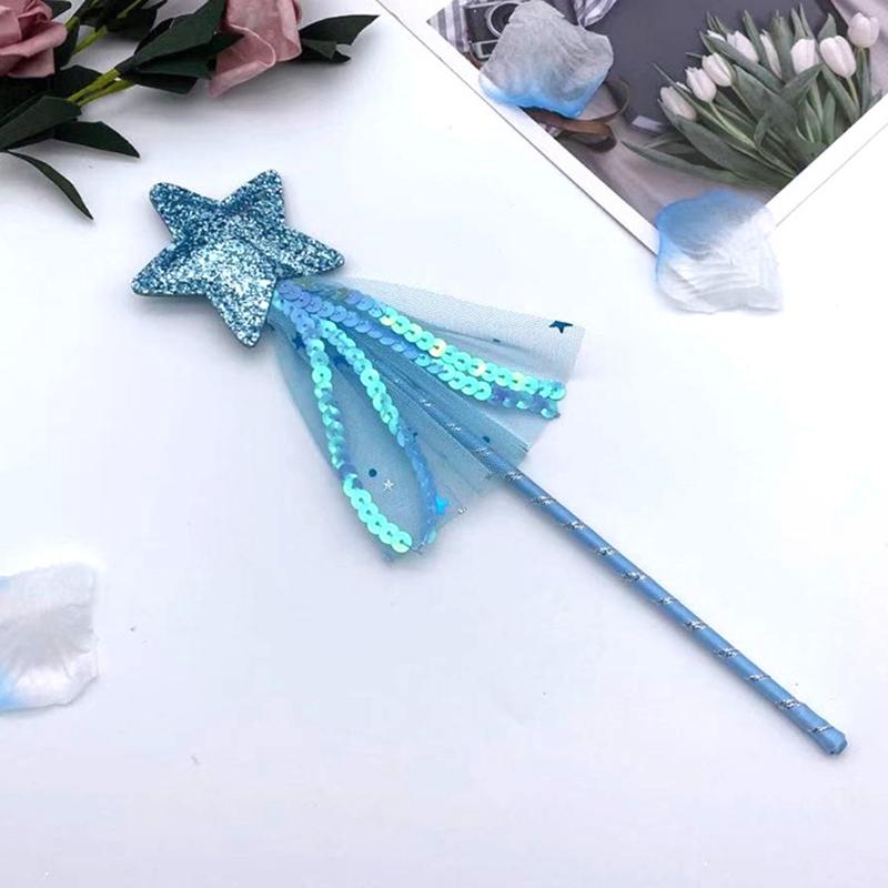 4x/set Nice Princess Wand Girls Star Wand Toy Dress-up Cosplay Prop Costume Supplies Birthday Party Favor Gifts for Kids